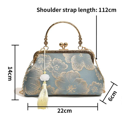 Chinese Style Embroidered Shoulder Bag Elegant Handbag Retro Small Square Bag Wedding Party Luxury Designer Women Evening Clutch