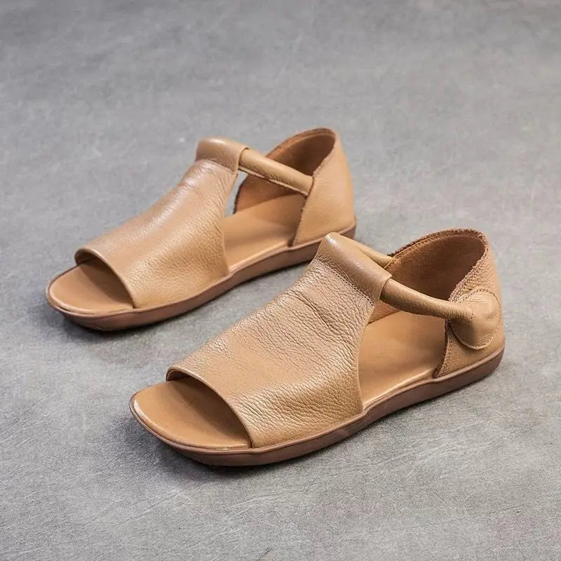 Women's Open-Toe Flat Sandals with Cross Strap & Adjustable Ankle Strap - Summer Casual Lightweight Walking Shoes for Women, Min