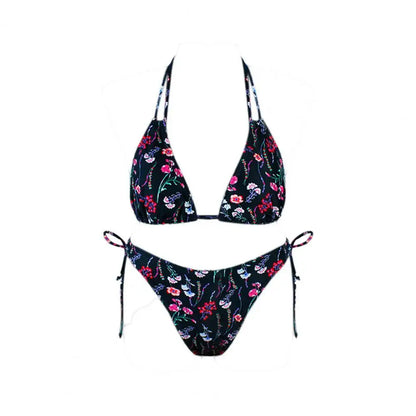 1 Set  Women Swimsuit  Padded  Three-point  Stretchy  Beautiful Floral Print Bikini Set  for Swimming Pool