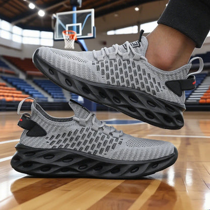 Men's Athletic Basketball Sneakers Bright Yellow Woven Upper Airy Mesh Design Men Shoes Trendy Non-slip Functional Sports Shoes