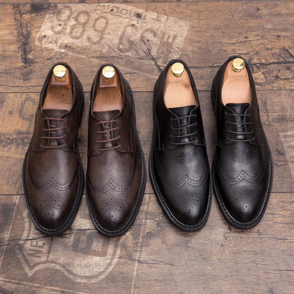 High Quality Social Shoes Men British business Men's Formal Shoes Plus Size Nightclub Pointed Block Black Casual leather Shoes