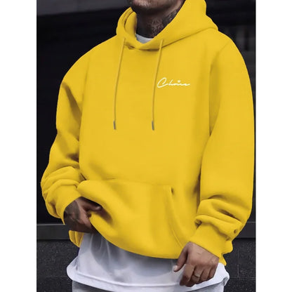 2025 New Simple Printed Men's Casual Hoodie Comfortable Hoodie with Kangaroo Pocket Loose Casual Four Seasons Street Hoodie