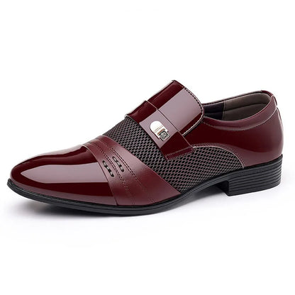 Classic Business Dress Men Shoes Formal Slip On Dress Shoes Mens Oxfords Footwear Elegent Leather Shoes For Men Loafers Wine Red