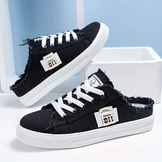 Fashion Flat Sneakers Casual Lace Up Round Toe Non Slip Canvas Shoes