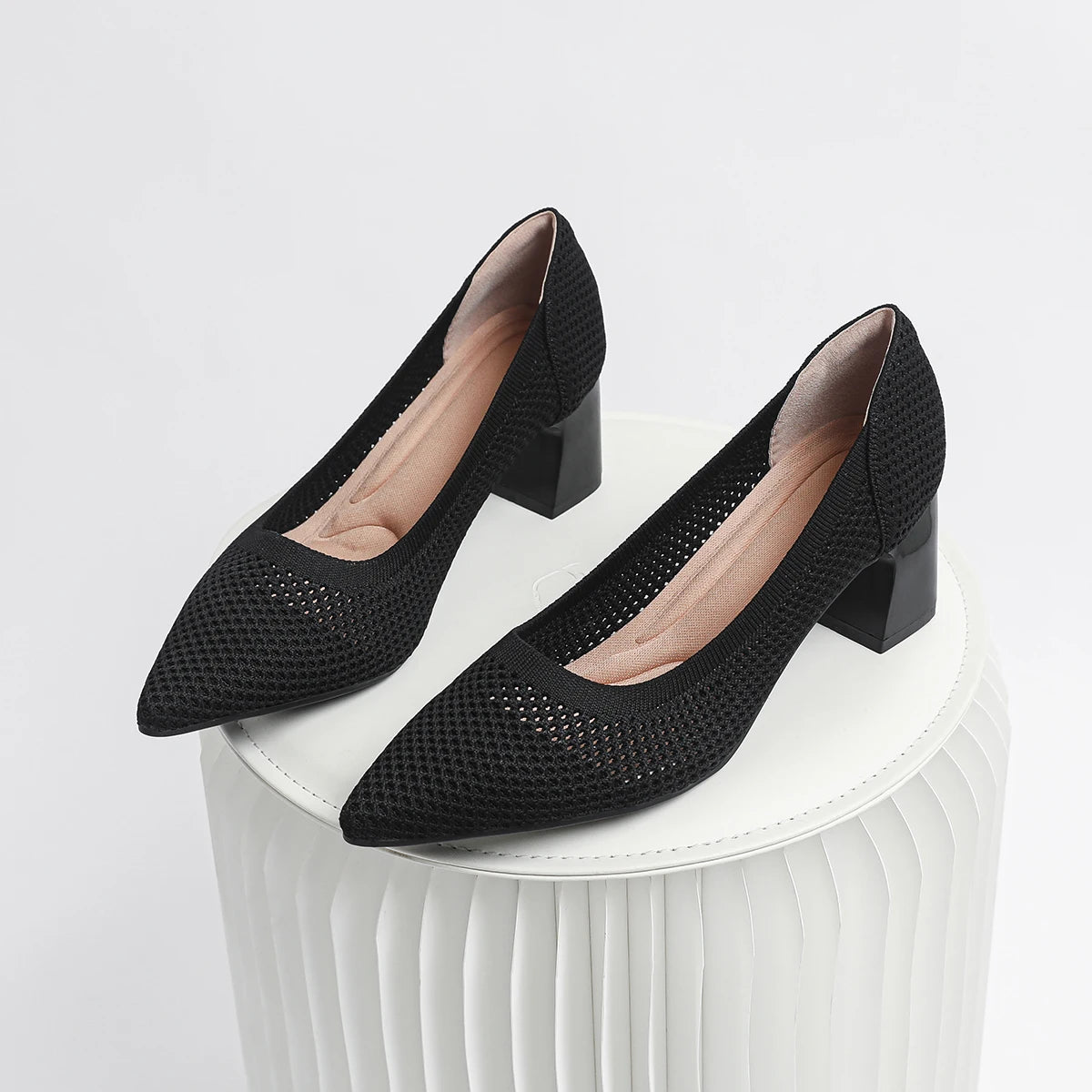 High Heel Women's 2025 Spring and Autumn New Soft Knitted Breathable and Comfortable Shoes