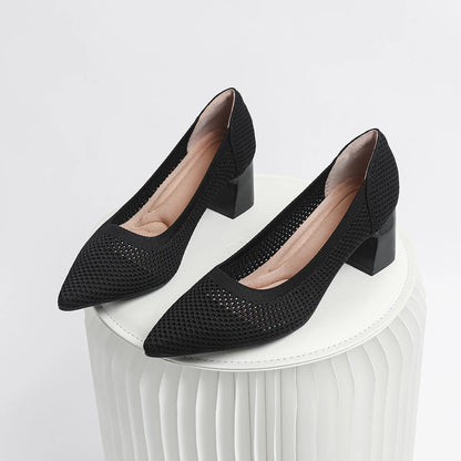 High Heel Women's 2025 Spring and Autumn New Soft Knitted Breathable and Comfortable Shoes