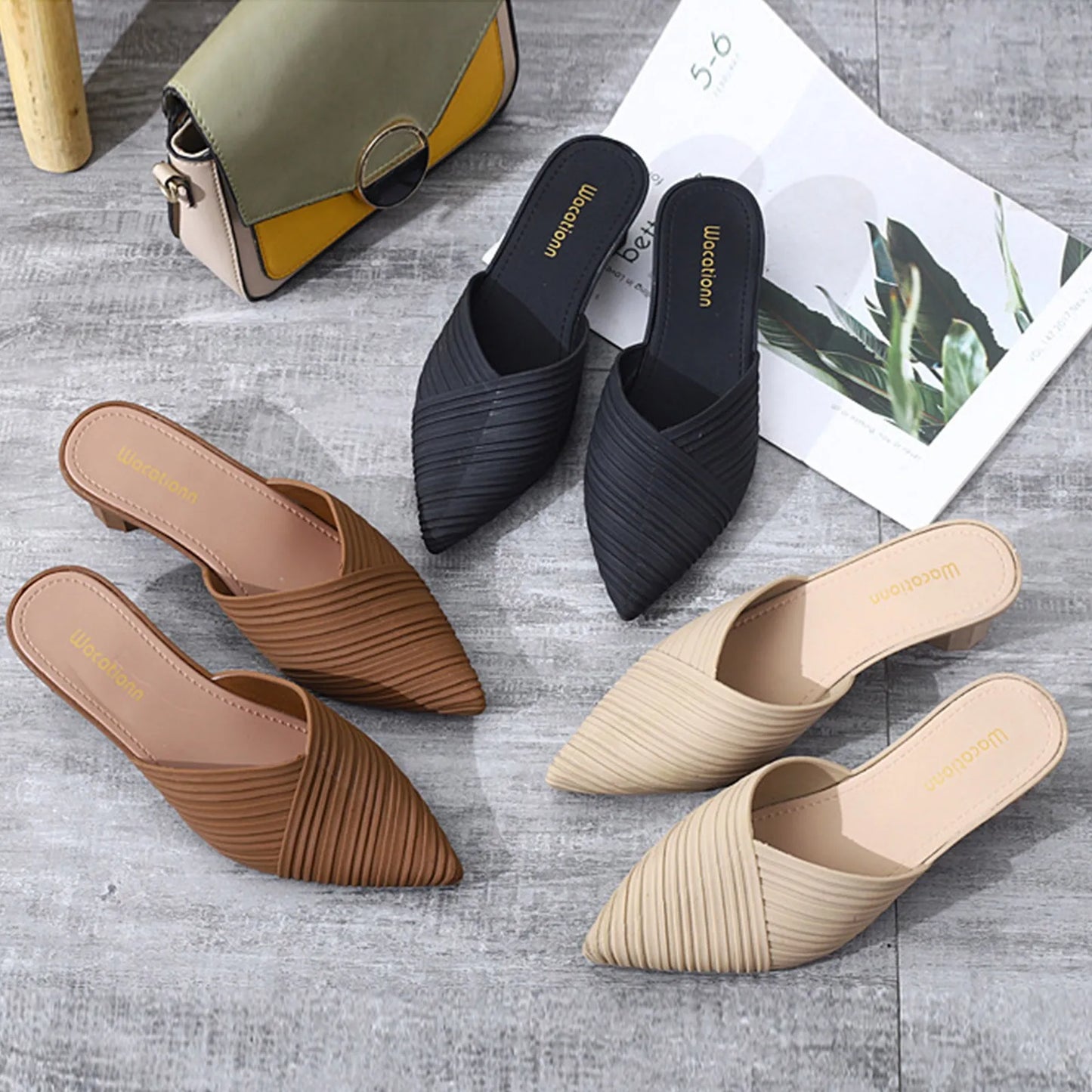 Women'S Summer Pointed Toe Sandals Low Heeled Sandals Women'S Summer Casual Fashion Sandals Anti-Odor And Non-Slip