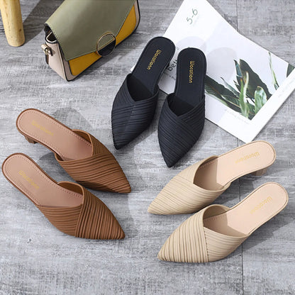 Women'S Summer Pointed Toe Sandals Low Heeled Sandals Women'S Summer Casual Fashion Sandals Anti-Odor And Non-Slip