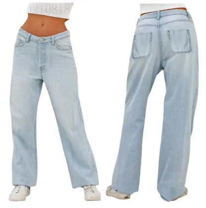 2025 new women's wear European and American loose Denim wide leg pants slimming high waist all-match jeans for women