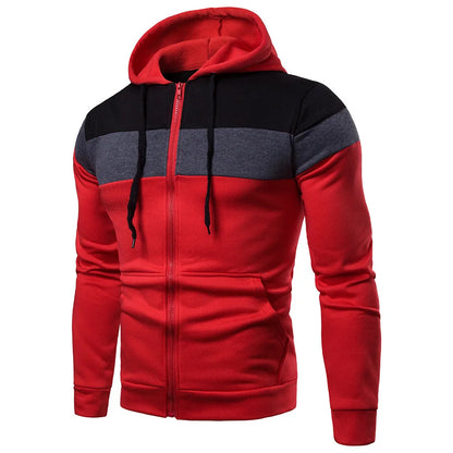 Men's autumn and winter street fashion warm hooded patchwork outdoor casual basketball cycling skateboarding sportswear