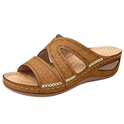 Summer Women Wedge Sandals Premium Orthopedic Open Toe Sandals Vintage Anti-slip Leather Casual Female Platform Retro Shoes