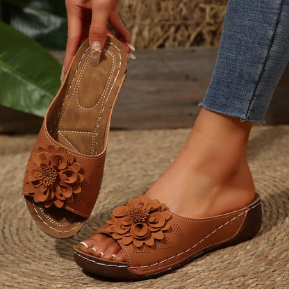 Women's Sandals Soft Heels Sandals Summer 2025 Casual Wedges Heeled Shoes Women Elegant Low Platform Slippers Sandalias Mujer