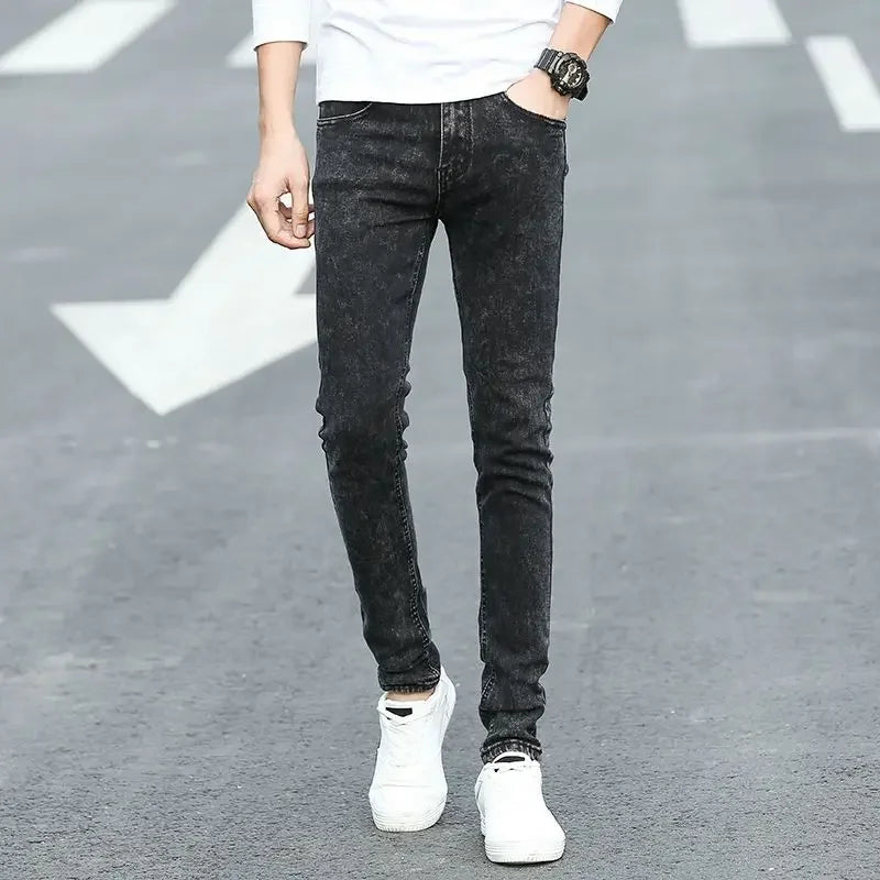 2025 Spring Summer Classic Fashion Men's Sky Blue Denim Pants Slim Men's Straight  Male Brand Clothing Stretch Denim TrouseS
