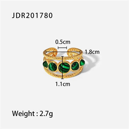 Youthway New Design Natural Stone Stainless Steel Ring Women Waterproof Stylish Golden Jewelry 2022 NEW Set