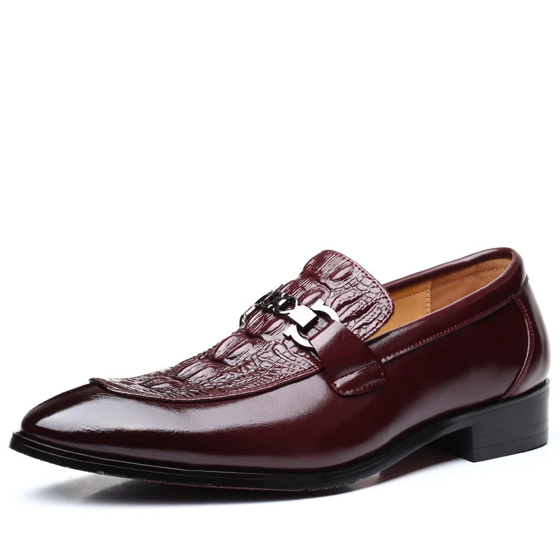 Man Shoes Crocodile Grain Leather Dress Business Office Slip-on Mens Wedding Party Loafers Men's Casual Buckle Flats