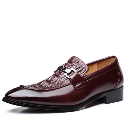 Man Shoes Crocodile Grain Leather Dress Business Office Slip-on Mens Wedding Party Loafers Men's Casual Buckle Flats