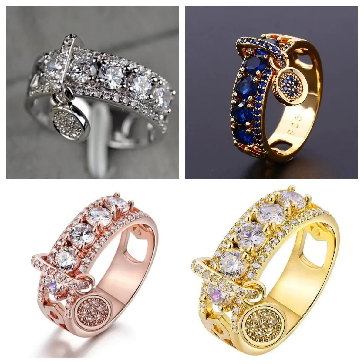 Europe and America 2024 New Disc Ring Women Fashion Creative Zircon Handmade Jewelry Wedding Party Jewelry