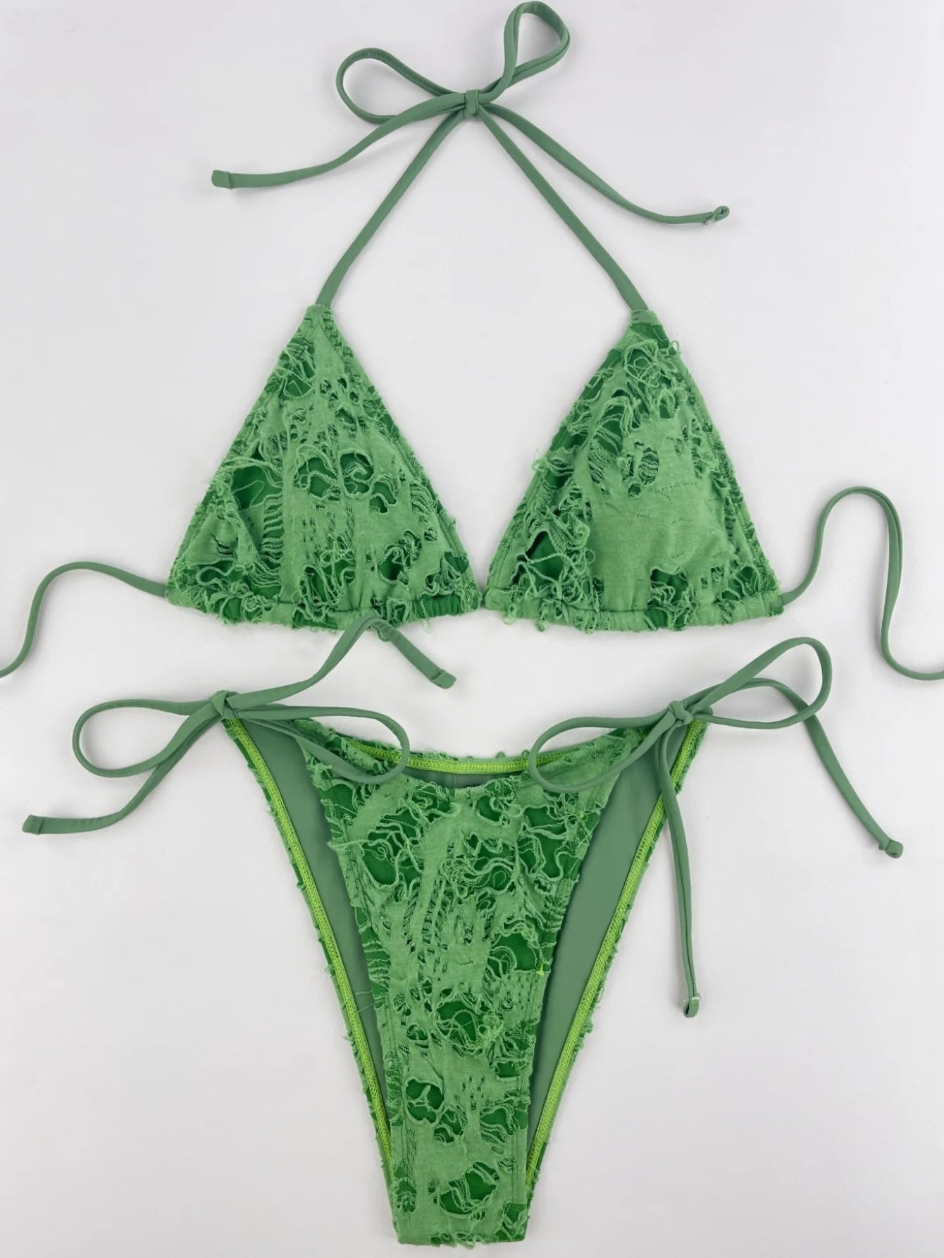 Gothic Micro Bikinis Y2K Torn Halter Strappy Lace Up Bathing Suits 2024 Woman Punk Beach Swimwear Side Bandage String Swimsuit