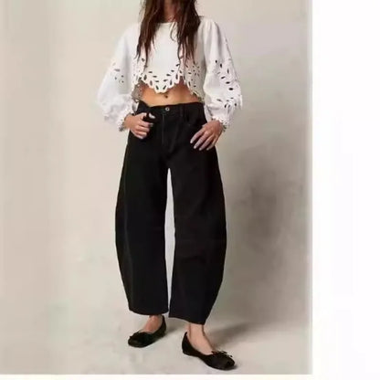 2025 NEW Loose Mid-Low Waist Washed Women's Jeans High Waist Wide Leg Pants Comfortable Casual Denim Jeans