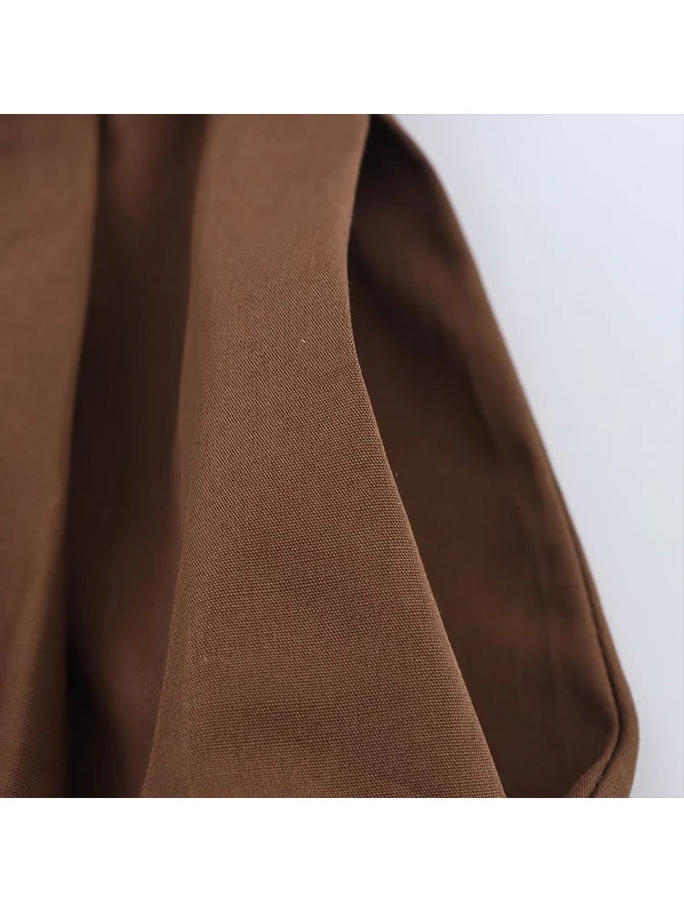 TFMLN New Summer Women's Midi Dress With Belt 2025 V Neck Sleeveless A-line Casual Single Breasted Dress Female Elegant Solid