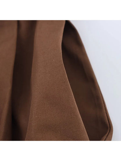 TFMLN New Summer Women's Midi Dress With Belt 2025 V Neck Sleeveless A-line Casual Single Breasted Dress Female Elegant Solid