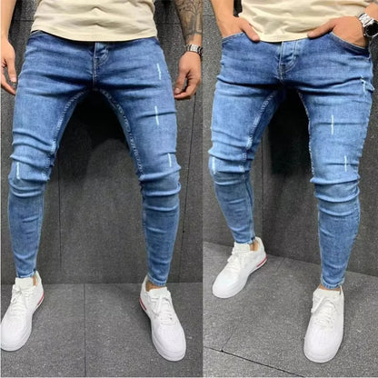 Mens Jeans Casual Skinny Pants Stretch Denim Trousers Male Slim Fit Straight Pants Fashion Jeans Soild Pencil Pants Man Clothing