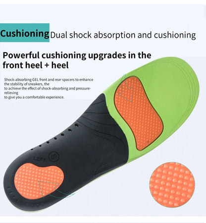 1 pair of sports insoles cushioning foot X/O leg elastic shock absorption comfortable running for men and women