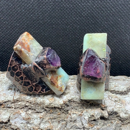 YEEVAA 1pc Rectangular Amethyst Raw Stone Handmade Open Adjustable Ring For Women Party Favors