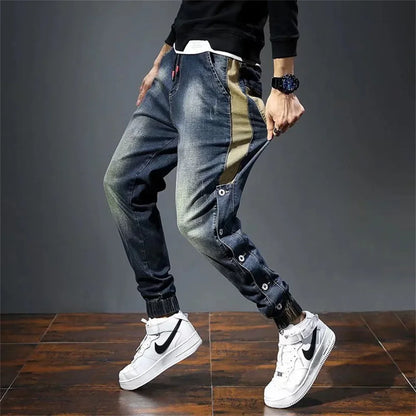 Mens Jeans Harem Pants Fashion Pockets Desinger Loose Baggy Moto Jeans Men Stretch Retro Streetwear Relaxed men clothing pants