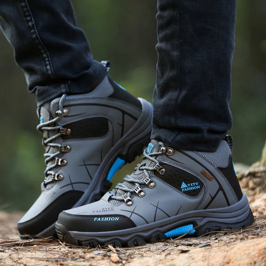 Outdoor Mountaineering Men's Travel Shoes Sports Running Men's Shoes Large Size High Top Autumn Winter Comfortable Thick Bottom