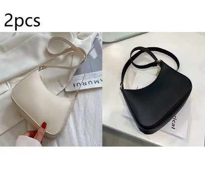 New Women's Fashion Handbags Retro Solid Color PU Leather Shoulder Underarm Bag Casual Women Hobos Handbags sac à main femme