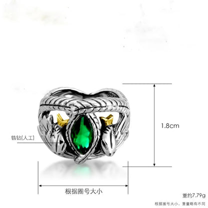 Lord Ring of Barahir Aragorn Gondor Green Crystal Rings for Women Men Jewelry