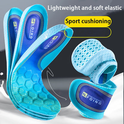 4Pcs men women Breathable sports insoles summertime Odor Control Insole Elastic Shock Absorbing Sole Outdoor Running Insole