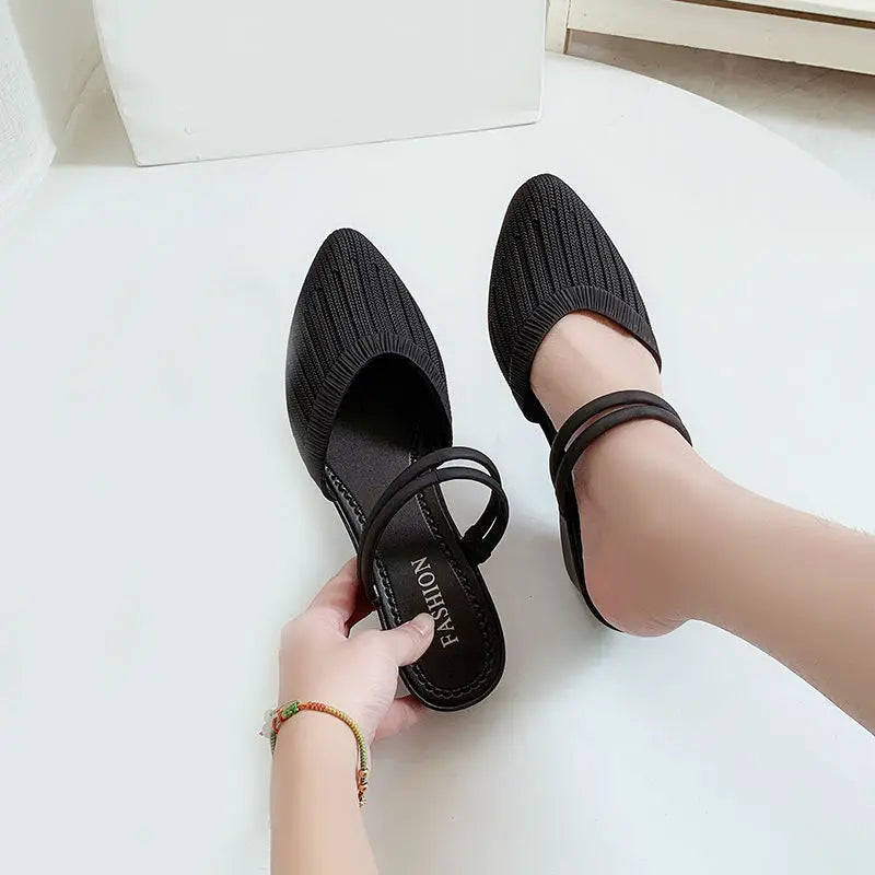 Fashion Women's Sandals Mules Slippers For Beach Shoes Close Toe Women Heels Strappy Wedges Shoes For Women Plastic Sandals