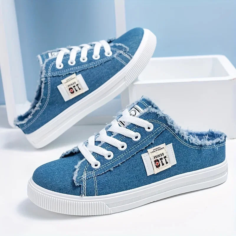 Fashion Flat Sneakers Casual Lace Up Round Toe Non Slip Canvas Shoes