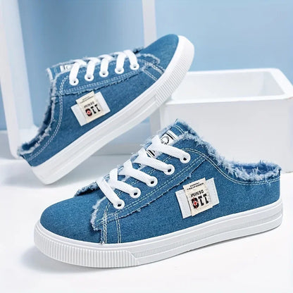 Fashion Flat Sneakers Casual Lace Up Round Toe Non Slip Canvas Shoes