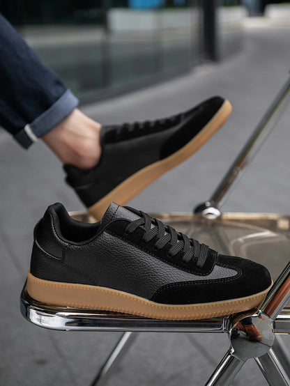 (One Size Smaller) Men's Fashionable Retro Contrasting Lace-Up Comfortable Oxford Sole Casual Sneakers, Personalized Outdoor Daily Work Clothing Couple's Walking Sneakers