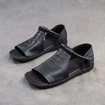 Women's Open-Toe Flat Sandals with Cross Strap & Adjustable Ankle Strap - Summer Casual Lightweight Walking Shoes for Women, Min