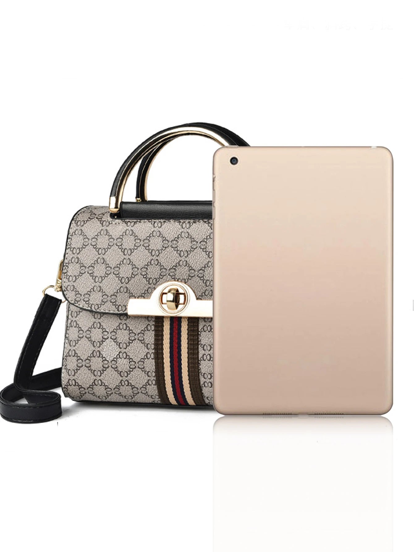 Fashionable geometric printed decorative handbag, elegant and versatile shoulder bag, large capacity crossbody bag