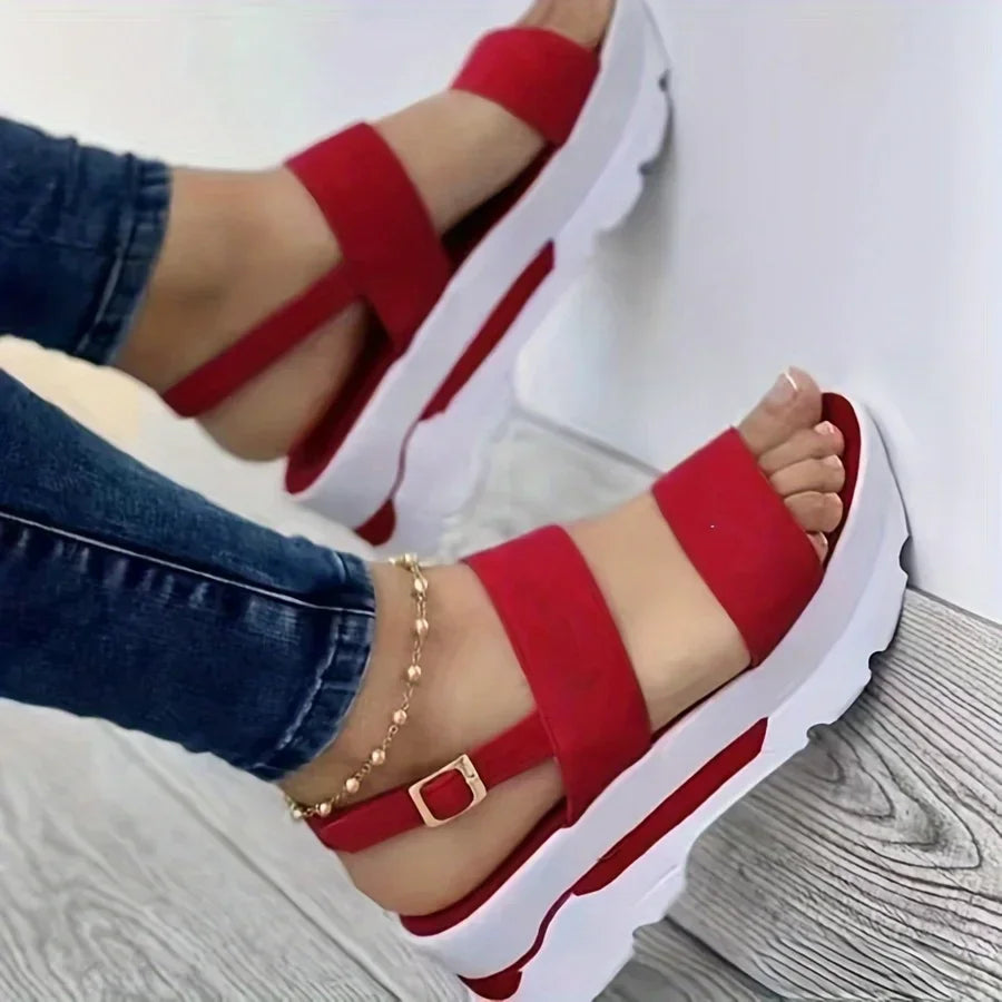 Open Toe Shoes Summer Women Non Slip Durable Women's Sandals Wedges Basic Buckle Slippers Women Zapatos De Mujer Footwear