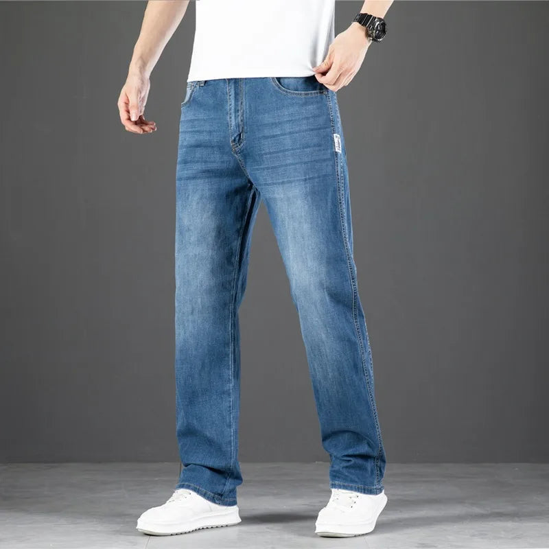 2025 Spring Summer Men's Business Straight  Loose Fit Jeans High Quality Classic Style Fashion Denim Pants
