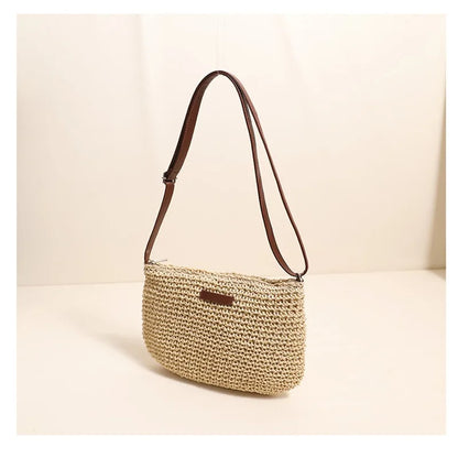Woven Summer Fashion Straw Bag Beach Holiday Crossbody Bag Shopping Large Capacity Shoulder Handbag Messenger Ladies Women