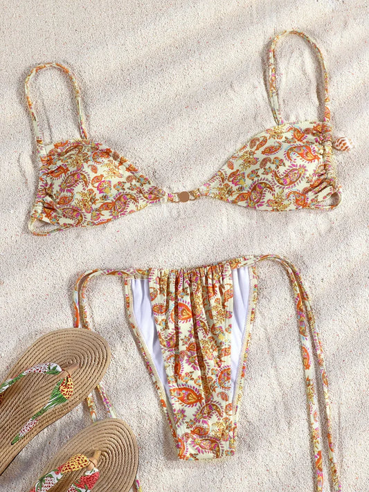 ZRTAK Two Piece Suit Bikinis 2025 Women Swimsuit Push Up Bathing Suit Sexy Bikinis Sets Swimwear Print Beachwear Solid Biquinis