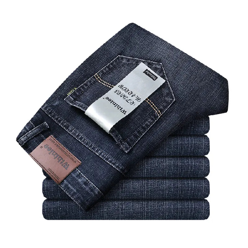 Male  All-match Brand Trousers Four Season Men's High Quality Jeans  Business Casual High Waist Denim Pants Simplicity Cool