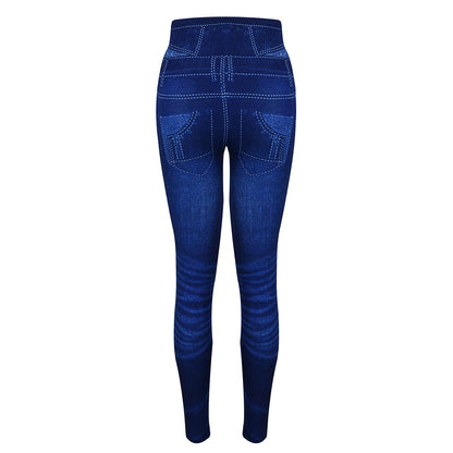 M XXL Faux Denim Leggings Women Clothing Summer High Waist Jeans Oversized Basics Pants Female Casual Slim Trousers