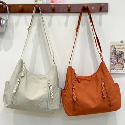 2025 New Trendy Women's Nylon Shoulder Bag Large Capacity Lightweight Crossbody Bags for Women Casual Travel Tote Simple Handbag