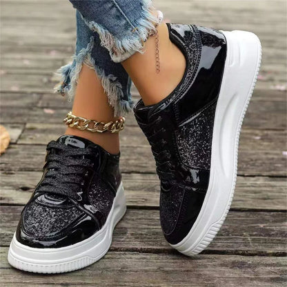 Gold Sequins Platform Sneakers Fashion Casual Sports Shoes