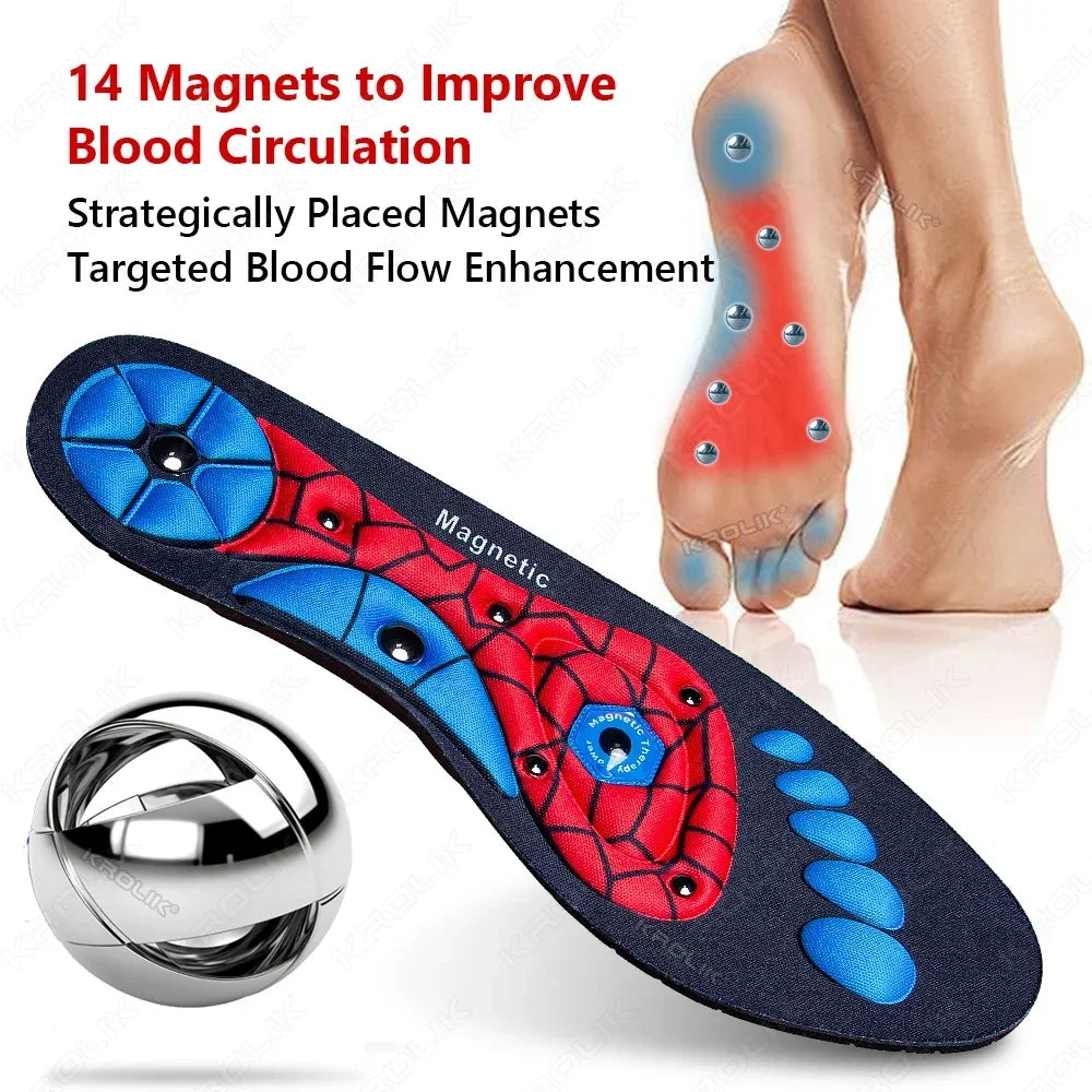 1Pair Magnetic Acupressure Therapy Insoles Slimming Running Breathable Shoes Cushion Feet Health Care Arch Support Sport Insoles