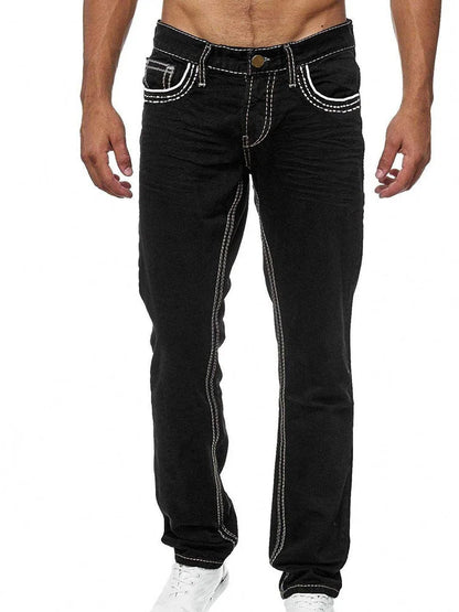 European and American High-quality Men's Slim Classic Solid Color Elastic Jeans Men's Cotton Fashionable Casual Men's Clothing