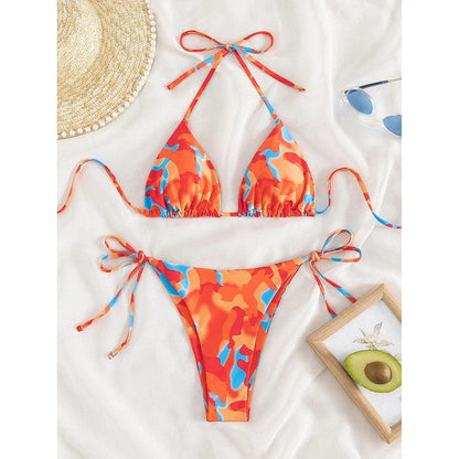 Tie Dye Micro Bikini 2025 Women Swimsuit Female Swimwear Thong Bathing Suits Sexy Bikinis Sets Lace Up Brazilian Halter Biquini